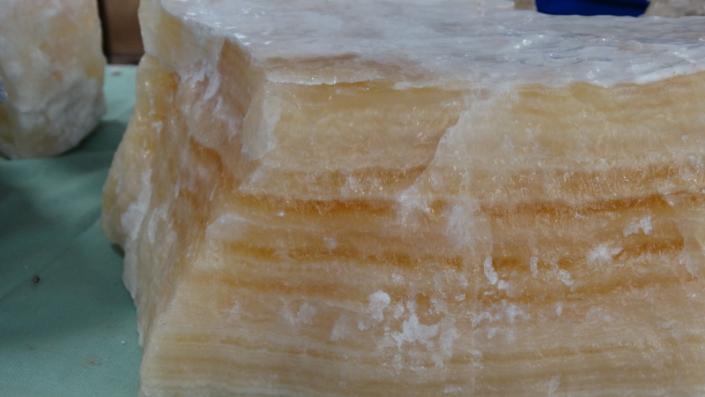 Luscious creamy white layered with awesome amber calcite.